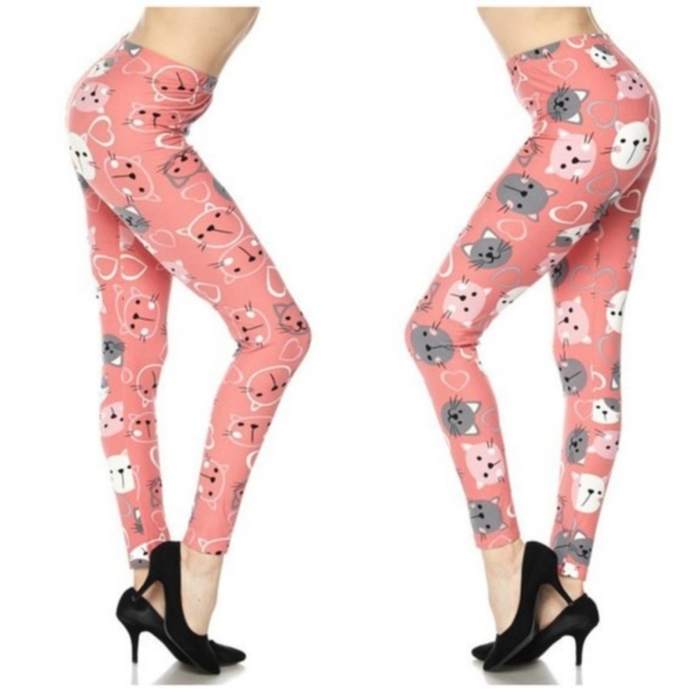 Pink Kitty Cat Leggings for Women